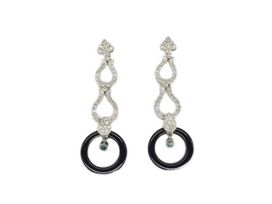 Joyas Joyas antiguas Sardinero | Pendientes Art Deco Onix